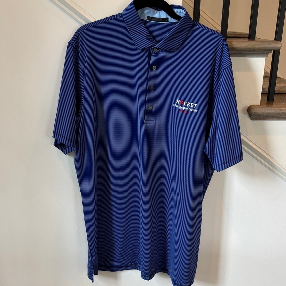 Greyson Navy Striped Polo Shirt - Picture 2 of 9